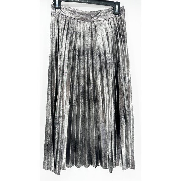 Zara Silver Pleated Midi Skirt - Picture 2 of 8